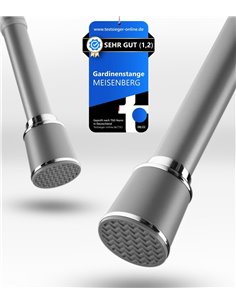 MEISENGERG Barra Cortina Extensible 270-320 cm, Gris - Barra Ducha Ajustable, Sin Taladro, Tensión Telescópica para Dormitorio, 