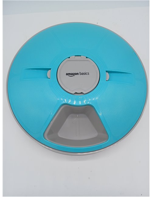 Amazon Basics Automatic Electronic Pet Feeder with Timer, 6 Servings, Turquoise, 30 x 50 x 5 cm (Pack of 1)