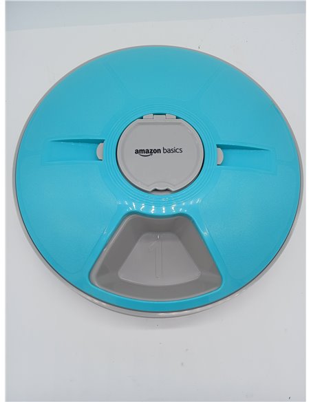 Amazon Basics Automatic Electronic Pet Feeder with Timer, 6 Servings, Turquoise, 30 x 50 x 5 cm (Pack of 1)