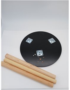 AKTIVE MAX Home Side Table 35 x 40 cm, Maximum Weight 5 kg, Round, Coffee Tables, Black, Natural Effect Wood Legs, Modern Design 2