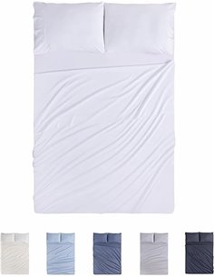 Todocama Juego de Sábanas de 4 Piezas - 4002 - Sábana Bajera Ajustable - Encimera - Dos Fundas de Almohada de 50x80cm (Cama 90x1