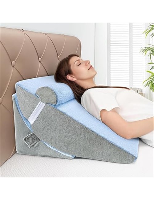 Babenest Orthopedic Wedge Pillow for Bed, Set of 3 Triangle Pillows with Headrest for Leg Lift, After Surgery, Acid Reflux, Back