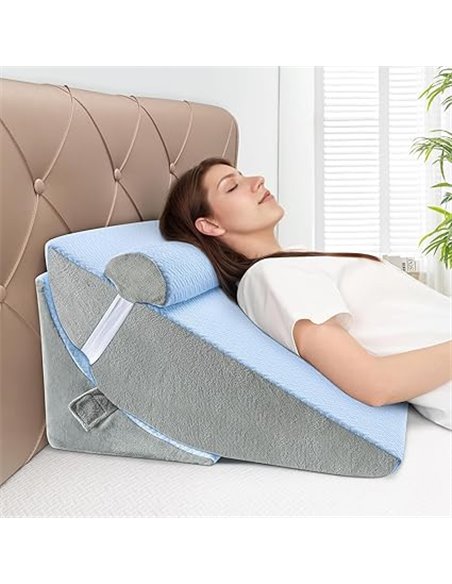 Babenest Orthopedic Wedge Pillow for Bed, Set of 3 Triangle Pillows with Headrest for Leg Lift, After Surgery, Acid Reflux, Back