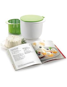 Lékué Homemade Fresh Cheese Making Kit with Recipe Book, White/Green, One Size