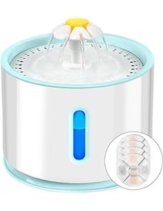 Bebedero para Gatos 2.4L con Cuatro Filtros de Carbón Activado, Fuente de Agua para Mascotas Ultra Silenciosa con luz LED - Sist