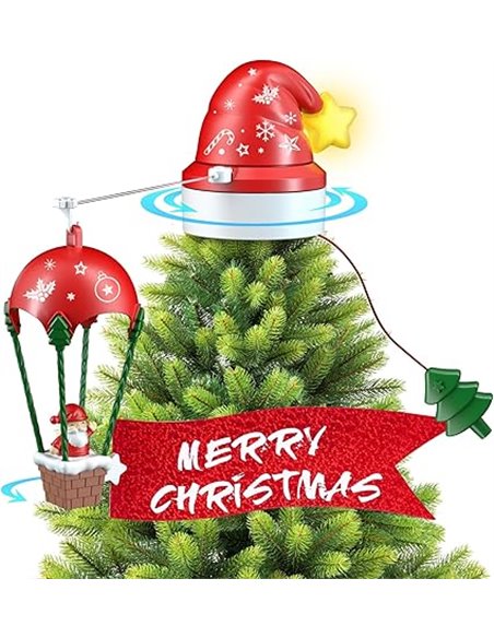 Gorro de Papá Noel con punta de árbol de Navidad, decoración navideña animada con luz para decoración de fiestas o decoración de