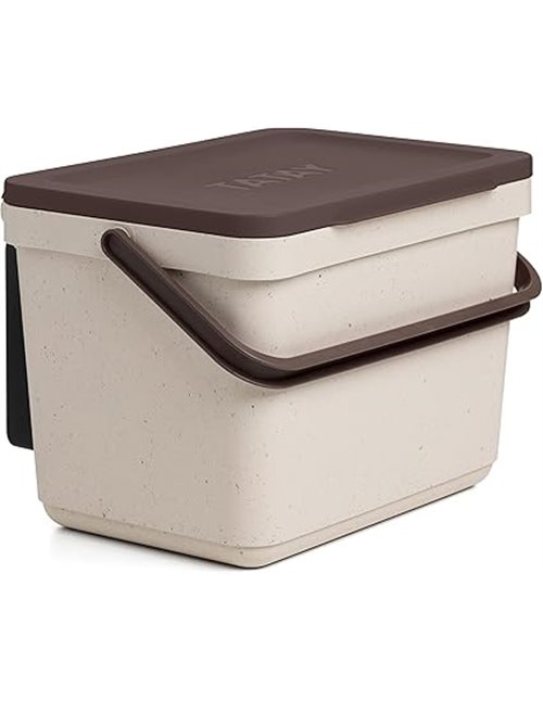 Tatay Smart Organic Bin 6L | Kitchen Waste Bin with Holder and Screws Included | Compact and Functional Design | 100% Recycled M