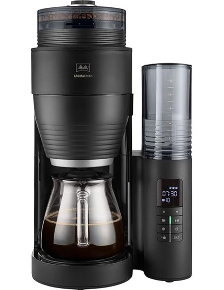 Melitta AromaFresh X 1030-06, Cafetera de Goteo con Molinillo Incorporado, 10 Tazas, Temporizador 24 Horas, Mantenimiento en Cal