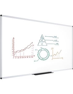 VIZ-PRO Pizarra blanca grande 180 x 120 cm, magnética con marco de aluminio, ideal para oficina, escuela y hogar