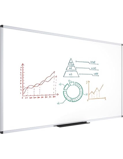 VIZ-PRO Pizarra blanca grande 180 x 120 cm, magnética con marco de aluminio, ideal para oficina, escuela y hogar