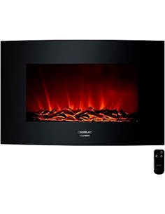 Cecotec Chimenea Eléctrica Decorativa 35” con Mando a Distancia Ready Warm 3510 Curved Flames. Máxima Potencia 2000W, 2 Intensid
