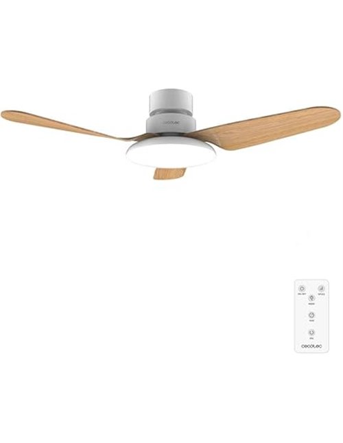Cecotec Ventilador de Techo con Luz EnergySilence Aero 5200 Light LightWood motor DC de 30W, 43", Luz LED de 22W, 3 tonalidades,
