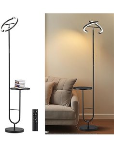 Lámpara de Pie con Mesa – Lámpara LED Regulable 36W con Mando a Distancia y Control Táctil, Cabezal Giratorio 360°, 2700K–6500K,