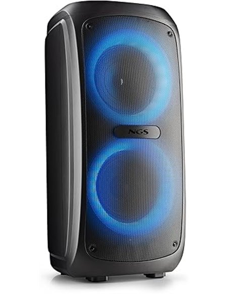 NGS Wild Temper - Altavoz Portátil Bluetooth 5.3, 200W TWS Luces LED RGB, USB/AUX IN, Doble Entrada Micrófono, Recargable de 7.4