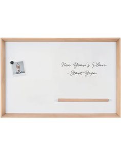 Bi-Office Pizarra Blanca Magnética, Superficie De Acero Lacado En Seco, Marco De Madera De Pino, 90 X 60 Cm