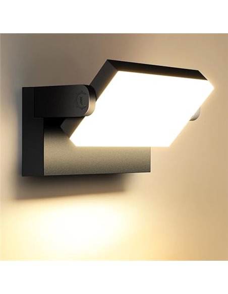 ledmo 60W LED Apliques Pared Exterior Interior 360° Rotación Negra Lámpara de Pared para Entrada Terraza Pasillo Focos LED Exter