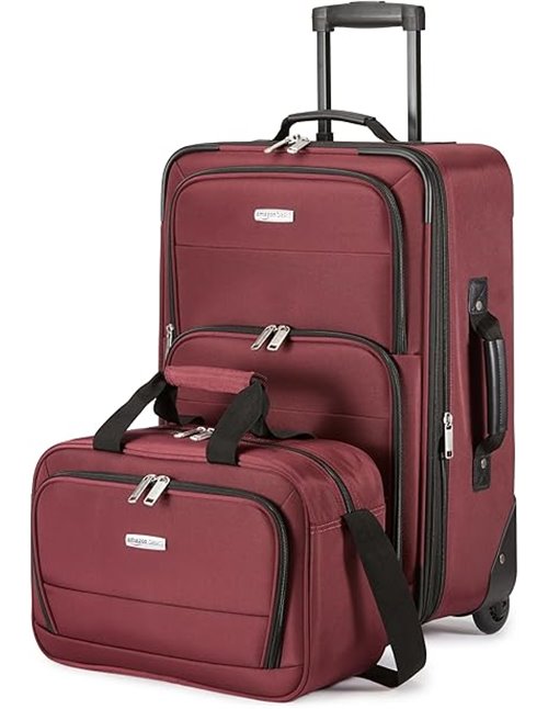 Amazon Basics Juego de Equipaje Blando de 2 Piezas, Maleta de Mano Expandible (58 cm) y Bolsa de Mano (25 cm), Ligero, 100% Poli