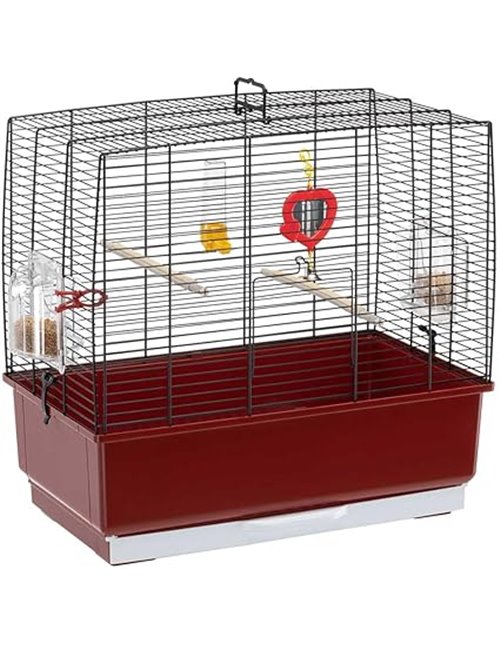 Ferplast Jaula Rectangular para pájaros exóticos y Canarios Rekord 3, con Accesorios y comederos giratorios, Robusto Alambre Pin