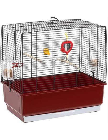 Ferplast Jaula Rectangular para pájaros exóticos y Canarios Rekord 3, con Accesorios y comederos giratorios, Robusto Alambre Pin