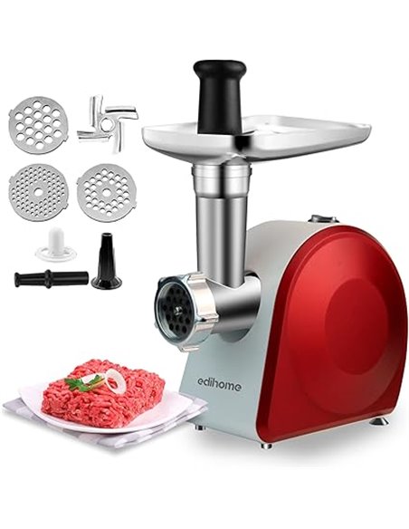 Edihome, Picadora de Carne Eléctrica, Marcha avance y Retroceso, Máquina para picar Carne Profesional, 2200W, Multifuncional con