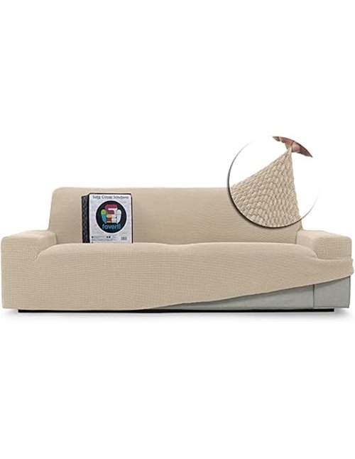 Funda Sofá Super Elástica 3 plazas de 180 a 230 cm | Modelo NOVELE | Beige | Funda Universal Ideal para Cualquier Forma de sofá 
