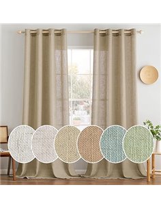 MIULEE Juego de Cortinas de Lino Translúcido de Dos Piezas con Ojales Cortinas Modernas para Dos Puertas de Balcón Cortinas para