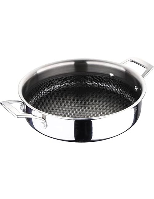 MasterPro Hi-Tech 3 | Cacerola de Cocina de 24 cm | Acero Inoxidable con Textura de Panal de Abeja | Revestimiento de 3 Capas | 