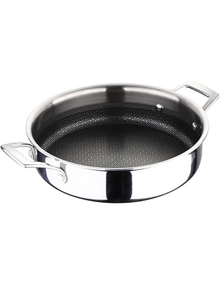 MasterPro Hi-Tech 3 | Cacerola de Cocina de 24 cm | Acero Inoxidable con Textura de Panal de Abeja | Revestimiento de 3 Capas | 