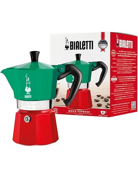 Bialetti - Moka Express Italian Collection: Icónica Cafetera Italiana para Espresso, Auténtico Café Italiano, 6 Tazas (250 ml), 