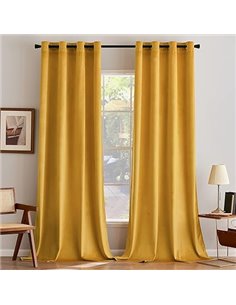 MIULEE Cortinas Terciopelo Amarillo Mostaza Salon Modernas 2 Piezas, Cortinas de Terciopelo Suave Semiopacas con Ojales, Cortina