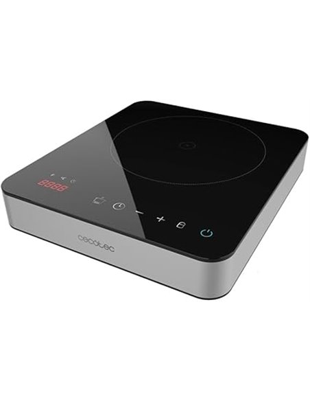 Cecotec Portable Induction Hob 1 Fire Full Magma Single. 2000W, Glazed Glass Design, 10 Power Levels, Touch Control, Adjustable 