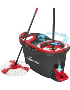 Vileda Turbo Mop Bucket Set for Floor Rotating with Pedal - Telescopic Handle 85-123 cm - 2 in 1 Microfiber Head - Love it Clean