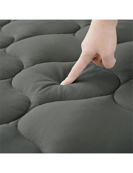 Topper para colchones de 140 x 200 cm, suave, con bolsillos profundos, protector de colchón lavable a máquina, color gris oscuro