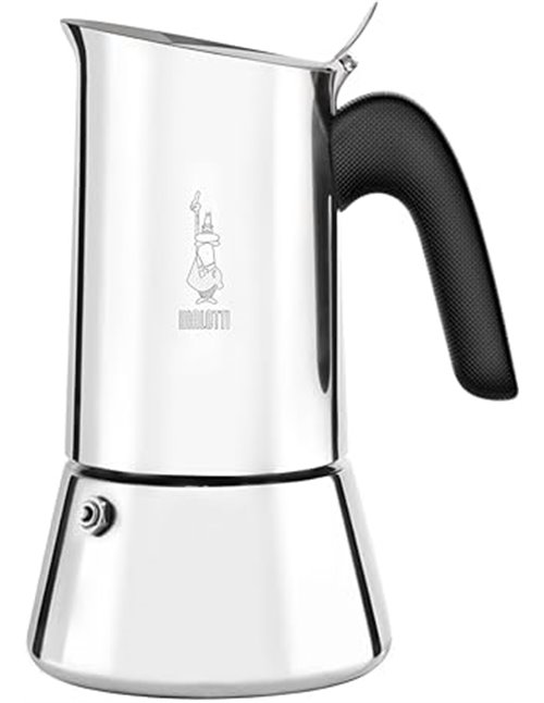 Bialetti Venus Caffettiera in Acciaio Inox, Adatta all'Induzione, Inossidabile, Argento, 6 Tazze
