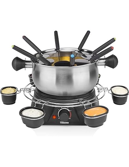 Tristar FO-1109 Olla eléctrica Multifuncional para Fondue de Queso, Chocolate o Aceite, Volumen 1.3 litros, 1400 W, Carcasa de A