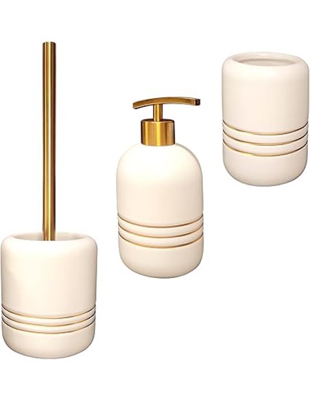 Juego Accesorios de Baño Completo de Lujo, Kit de 3 Piezas, Set de Baño de Cerámica, Conjunto Accesorios para Cuartos de Baño Mo