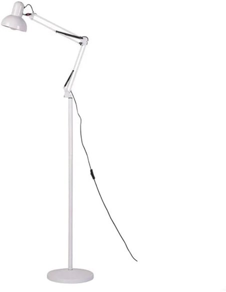 BEL AIR HOME | Lámpara de pie ANTÍGONA | Blanco, metal, altura 170CM, base estable | Brazo articulado, altura ajustable, casquil