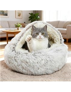 Cama Mullida para Perro en Forma de Concha Cesto de Felpa para Gato Cama para Mascotas de 70 cm Sofá Lavable para Gato Y Perros 