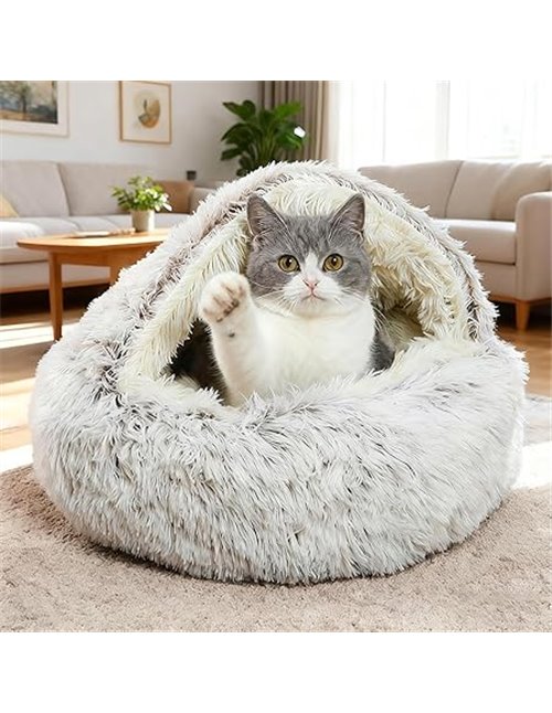 Cama Mullida para Perro en Forma de Concha Cesto de Felpa para Gato Cama para Mascotas de 70 cm Sofá Lavable para Gato Y Perros 