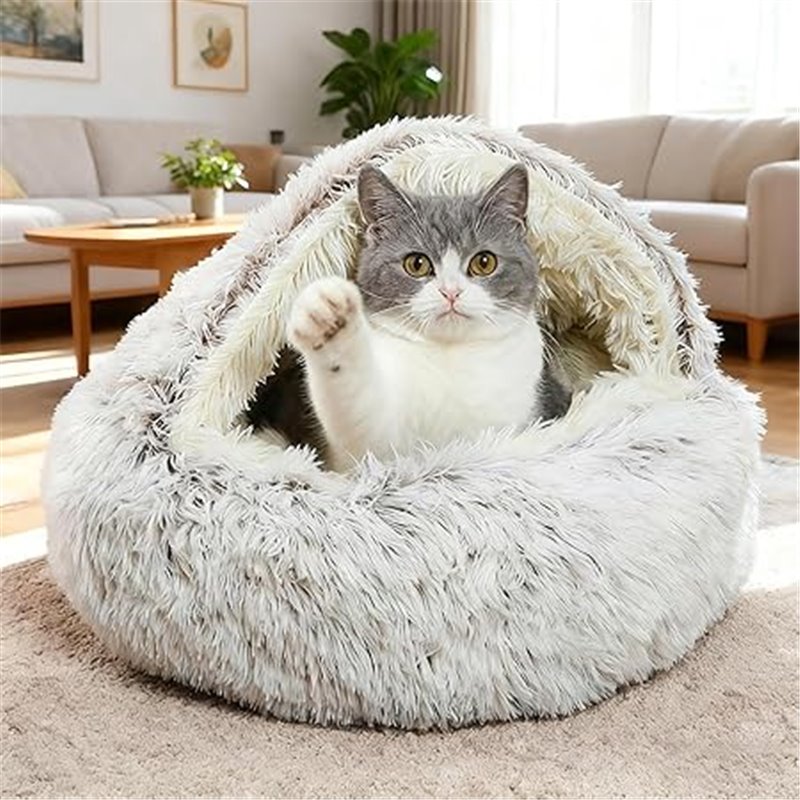 Cama Mullida para Perro en Forma de Concha Cesto de Felpa para Gato Cama para Mascotas de 70 cm Sofá Lavable para Gato Y Perros 