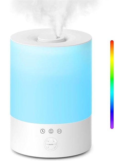 Maxcio Humidificador Ultrasónico 2.5L con 3 Modos de Niebla Temporizador 2/4/8h Apagado Automatico Luz LED Nocturna 30 Horas de 