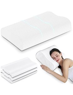 Elviros Almohada Cervicales y Cuello de Memory Foam Altura Ajustable, Almohada Cervical Ortopedica Ergonómica para Dormir de Lad