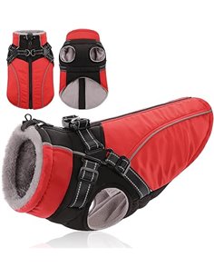Chaqueta de Invierno para Perros con Arnés - Abrigo con Forro Polar, Cremallera Trasera y Protección Reflectante