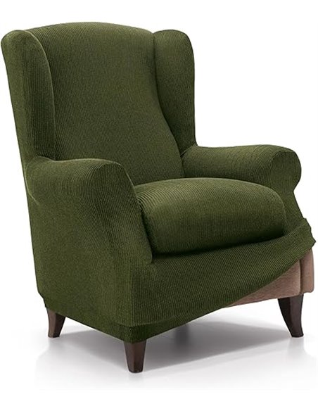 Funda de Sillón Orejero Elástica de 70 a 100cm | Modelo Reale | Césped | Funda Ajustable Sillón Orejero Universal | Protector de