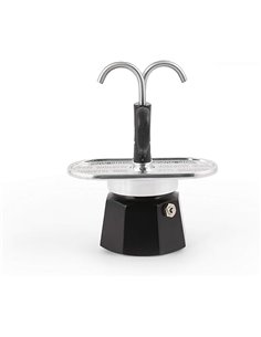Bialetti - El juego Mini Express Kandisky Moka contiene cafetera para 2 tazas (90 ml), negra, aluminio