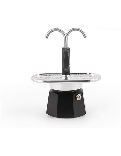 Bialetti - El juego Mini Express Kandisky Moka contiene cafetera para 2 tazas (90 ml), negra, aluminio