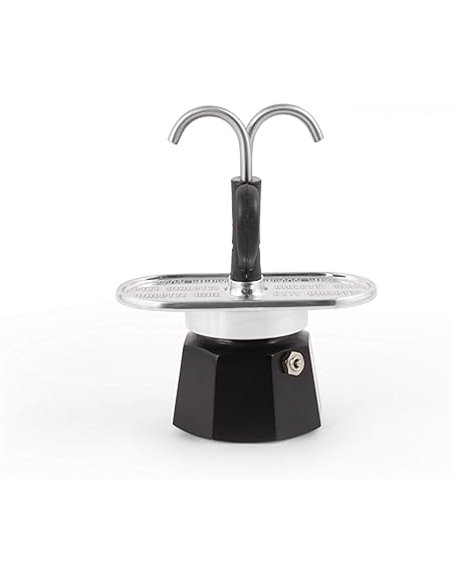 Bialetti - El juego Mini Express Kandisky Moka contiene cafetera para 2 tazas (90 ml), negra, aluminio