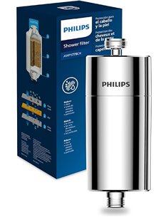 Philips Water filtro de ducha en línea – incluye 1 cartucho, filtración hasta 50.000 L, color cromado, reduce cloro hasta un 99%