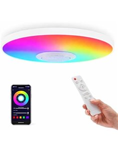 M Ledme - Plafón de Techo LED Magic Regulable de 25W, Temperatura y color de luz Personalizable RGB+CCT, Ángulo 180º, IP20, con 