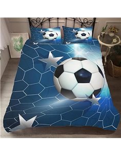 Juego de cama de 90 x 190 cm, diseño de fútbol, color azul, funda nórdica para 1 persona, estampado deportivo, fundas nórdicas c